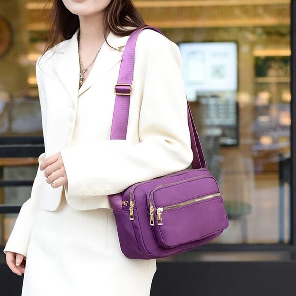 Small Nylon Crossbody Bags for Women Bright Red - Picture 7 of 8